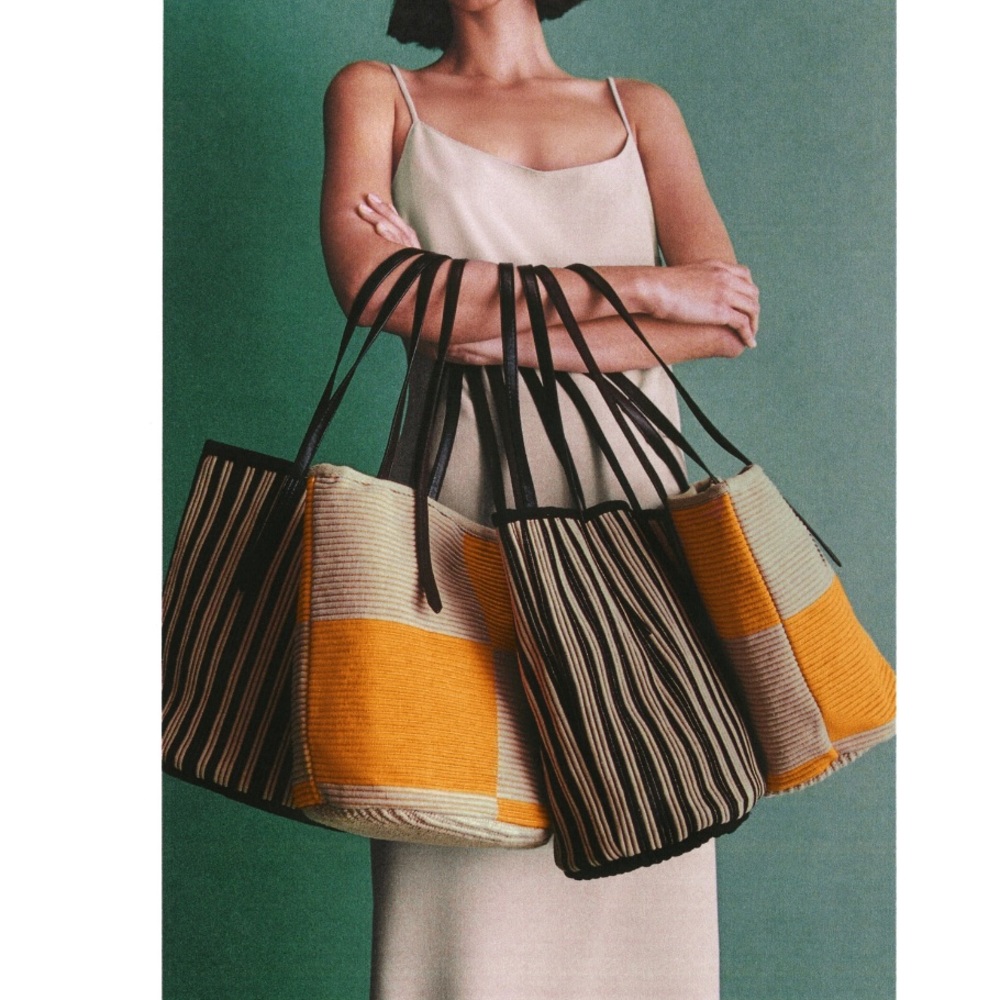 Zara 2 Piece Orange Fabric Shoulder Bag - Picture 2 of 7